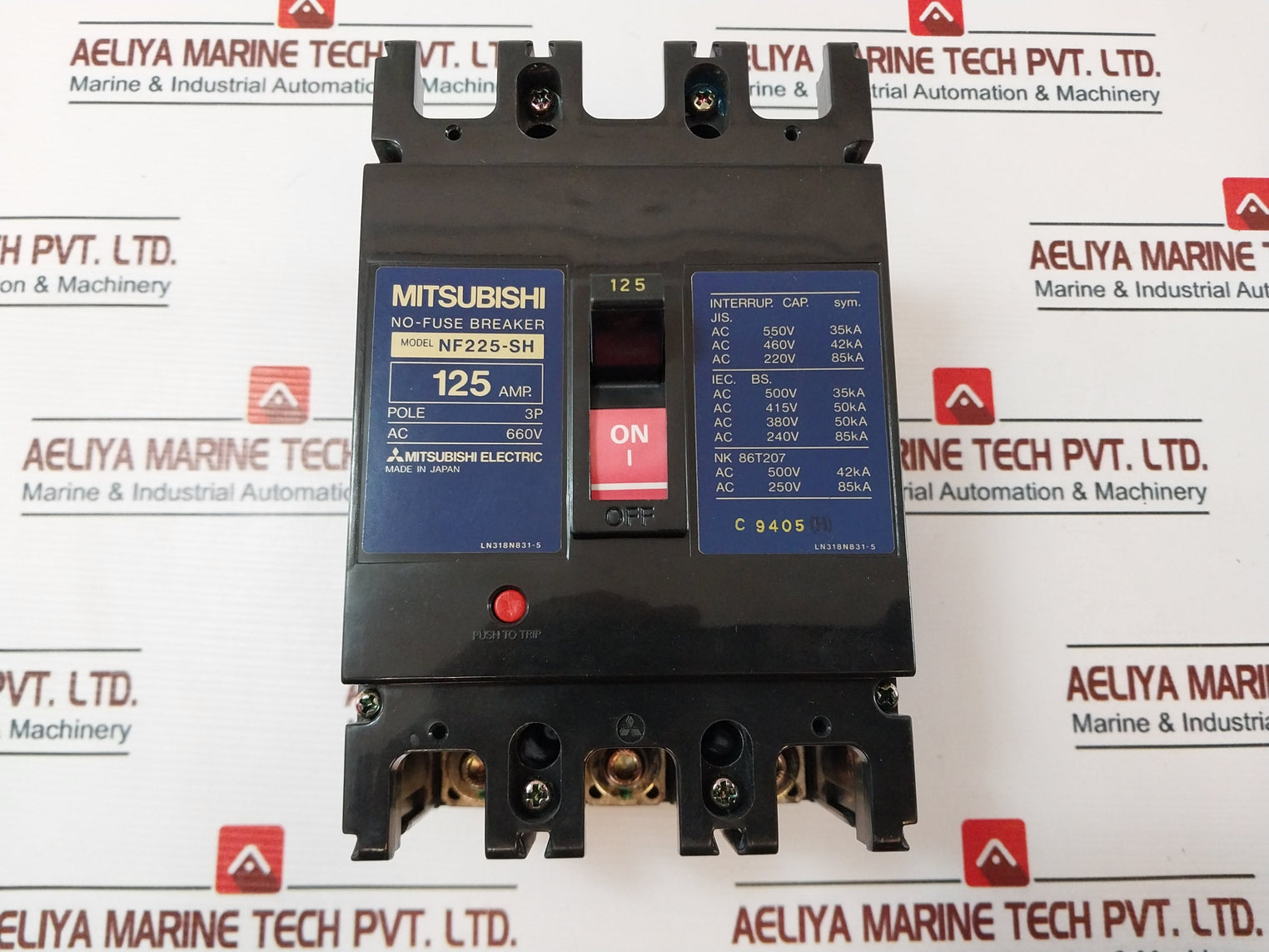 Mitsubishi Nf225-sh 3 Pole No-fuse Breaker 660VAC 125 Amp