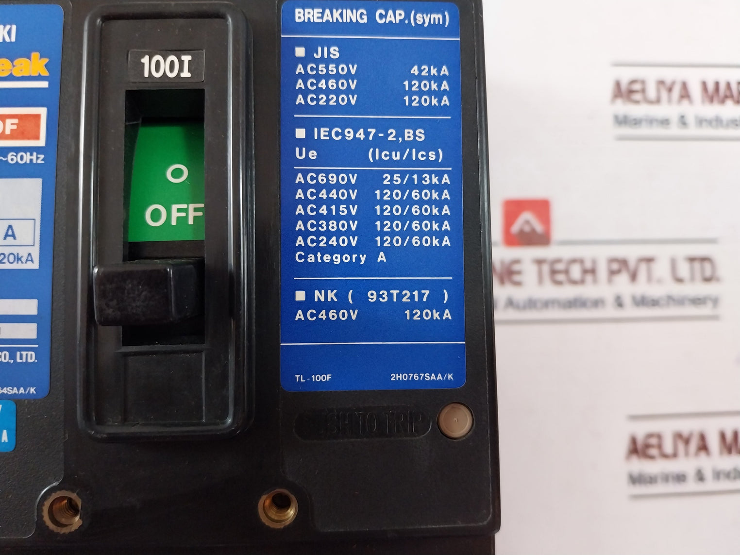 Terasaki Electric Tl-100F Tembreak Circuit Breaker Ac690V 50-60Hz 100A
