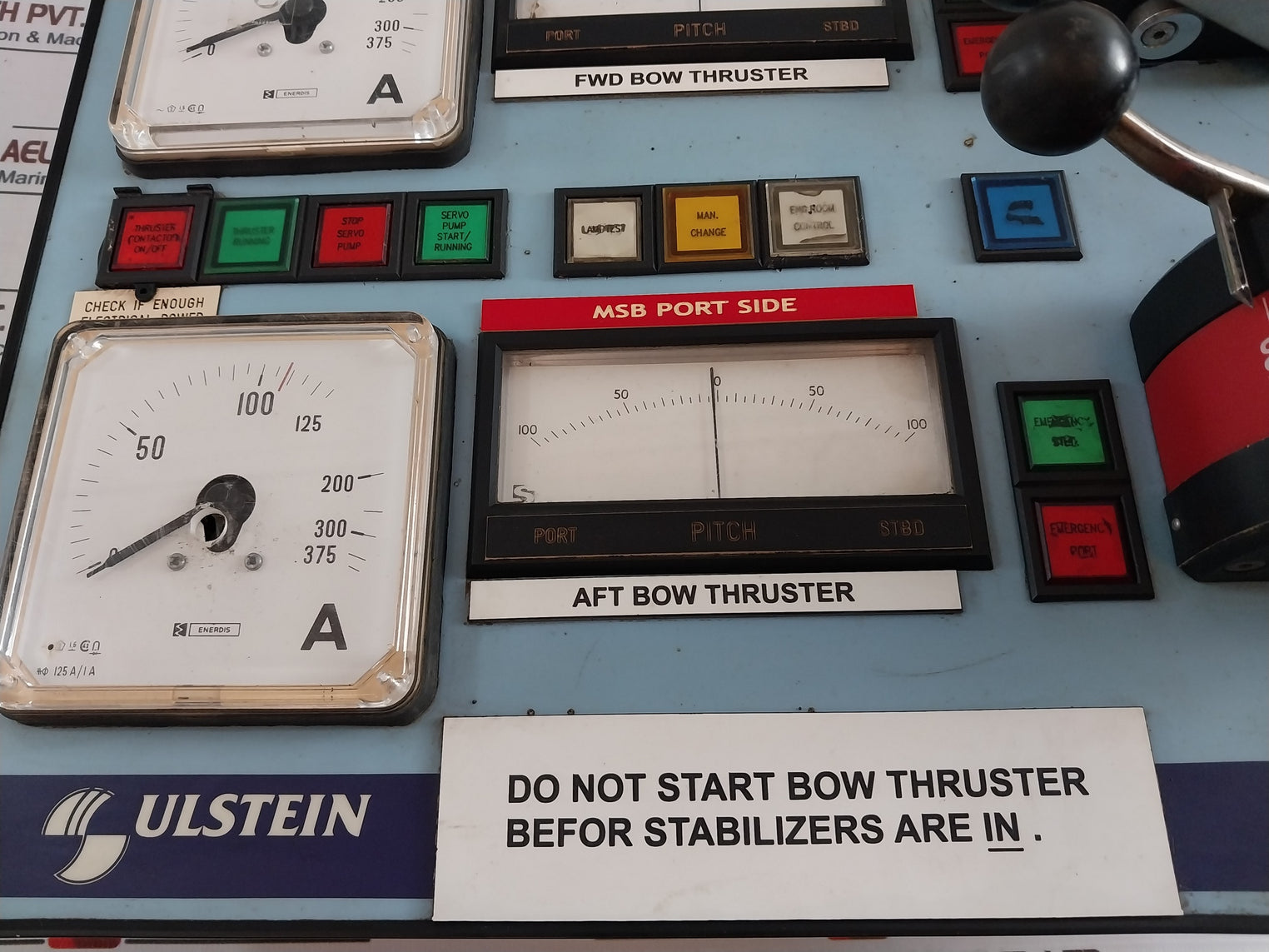 Ulstein Sitcon 100-0-100 Bow Thruster Control Panel 0-375 A