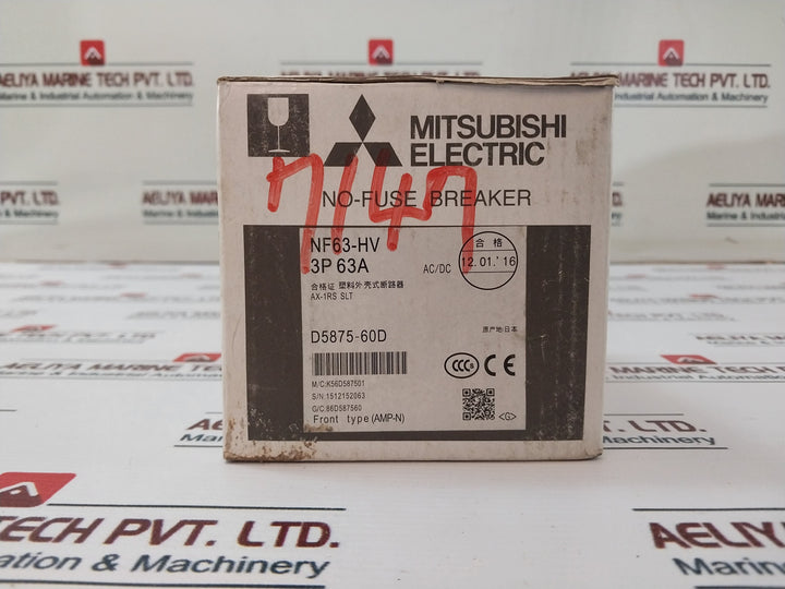 Mitsubishi Nf63-hv No-fuse Breaker With Auxiliary Switch Ax-1Rs Slt