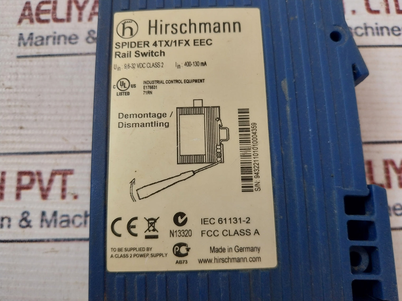 Hirschmann Spider 4Tx/1Fx Eec Rail Switch