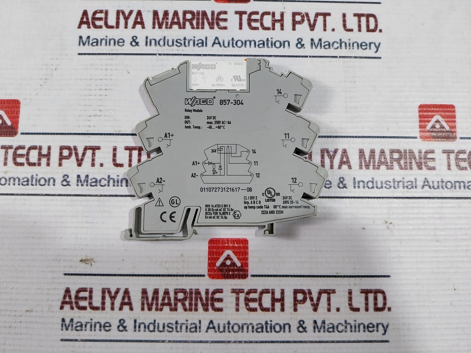 Lot of 7X Wago 857-304 Relay Module W/ Basic Relay 857-152 24VDC 250V AC/6A