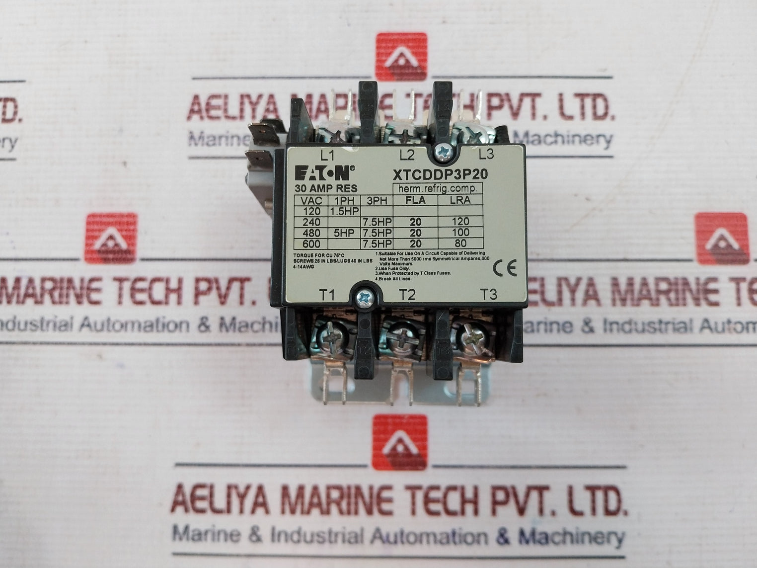 Eaton Xtcddp3P20 Ac Magnetic Contactor 30Amp 50/60Hz, 3P Ui 660V