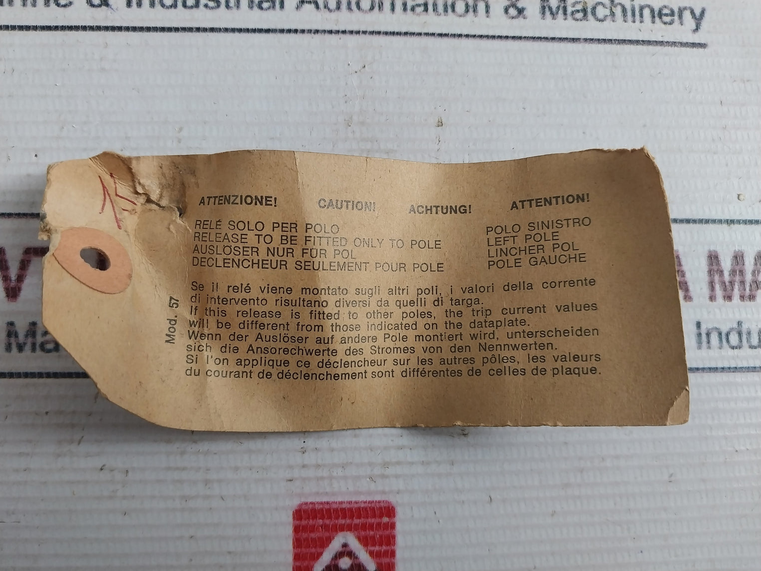 Sace Ks G 30 Overcurry Relay 0,5 Sec 50/60Hz