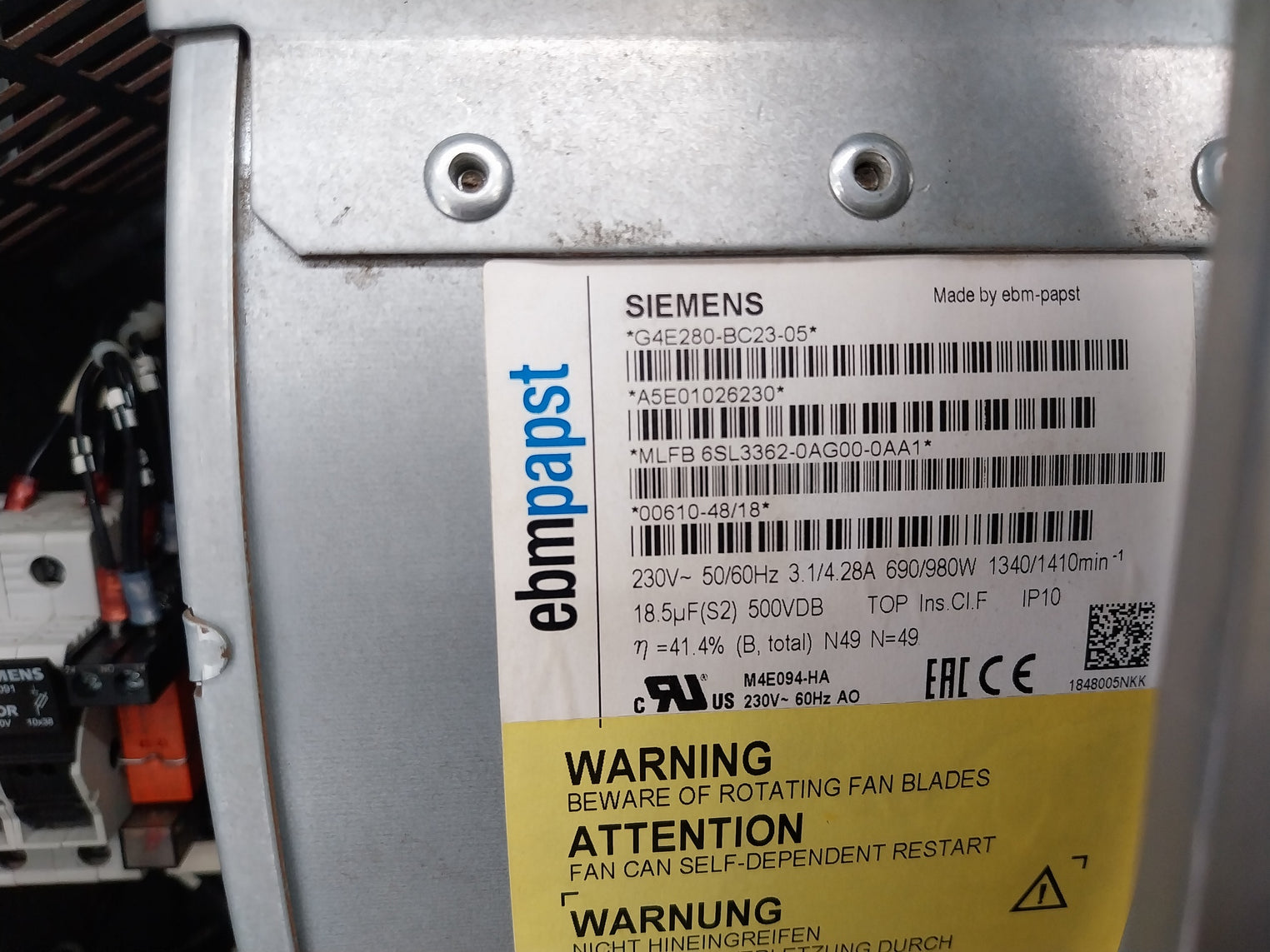 Siemens 1P-6Sl3330-6Te41-1Aa3 Sinamics Smart Line Module 6Sl3352-1Ae38-4Ca1 883A