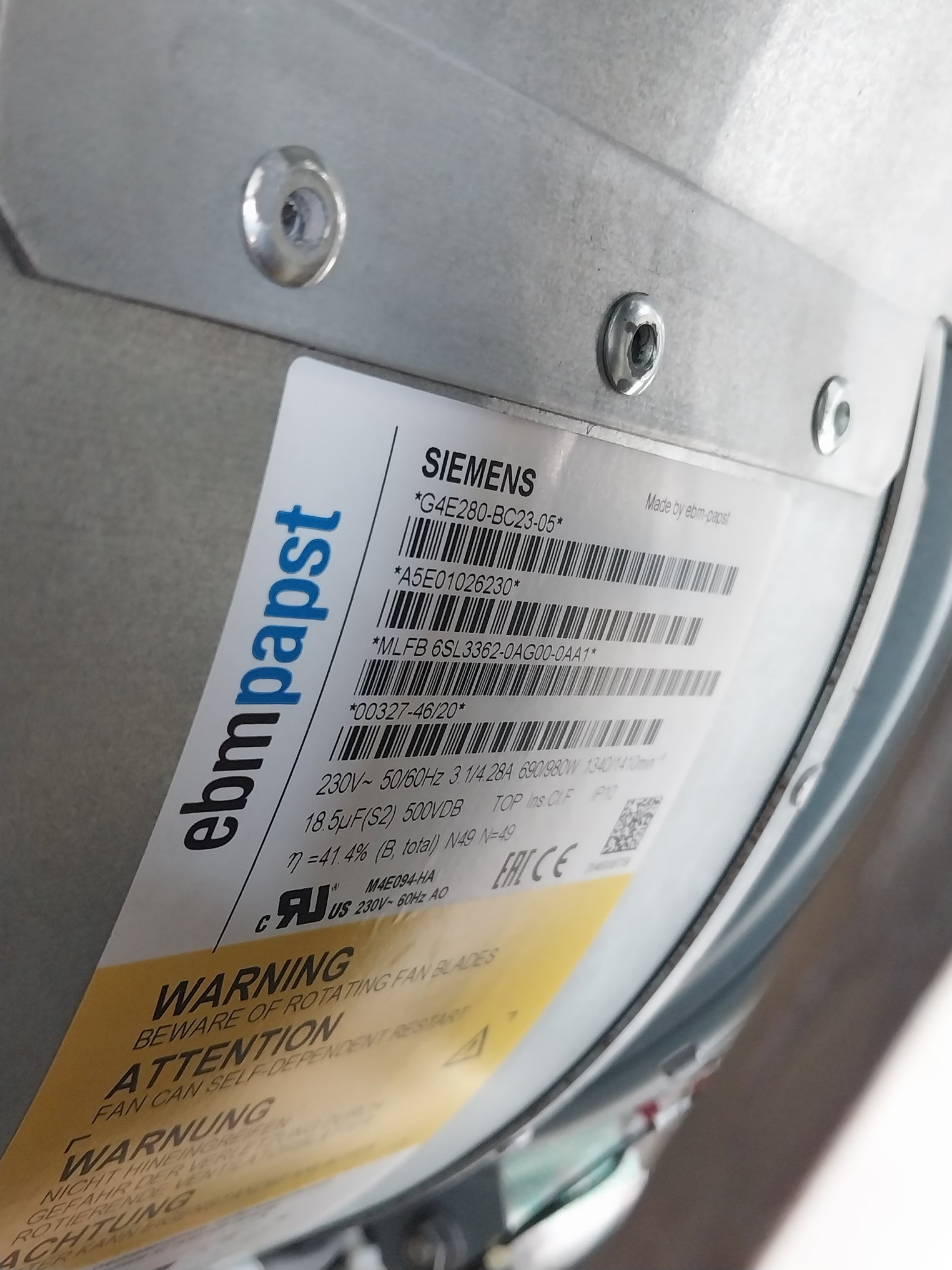 Siemens 6Sl3320-1Te41-0Aa3 Sinamics Motor Module 6Sl3352-1Ae41-0Fa1 Dc 510-750V