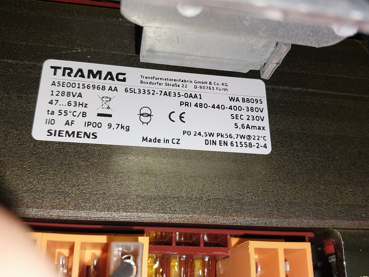 Siemens 6Sl3320-1Te41-0Aa3 Sinamics Motor Module 6Sl3352-1Ae41-0Fa1 Dc 510-750V