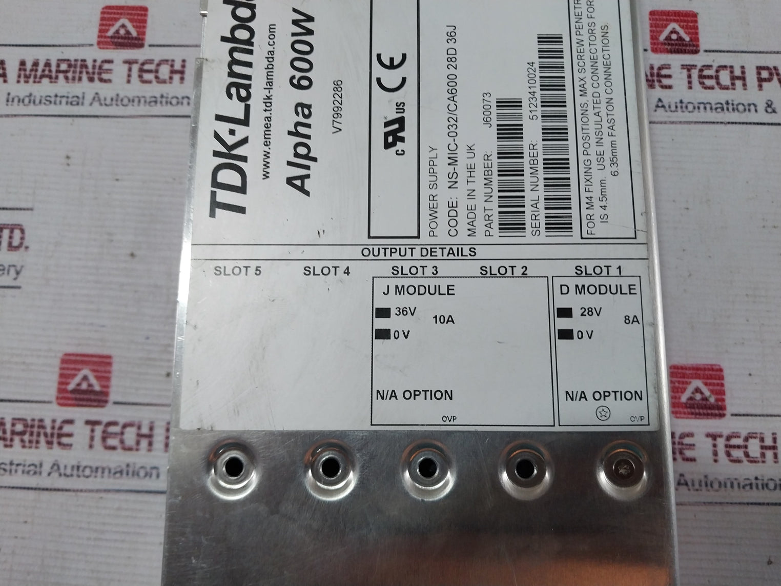 Tdk-lambda Alpha 600W Ns-mic-032/Ca600 28D 36J Switching Power Supply J60073