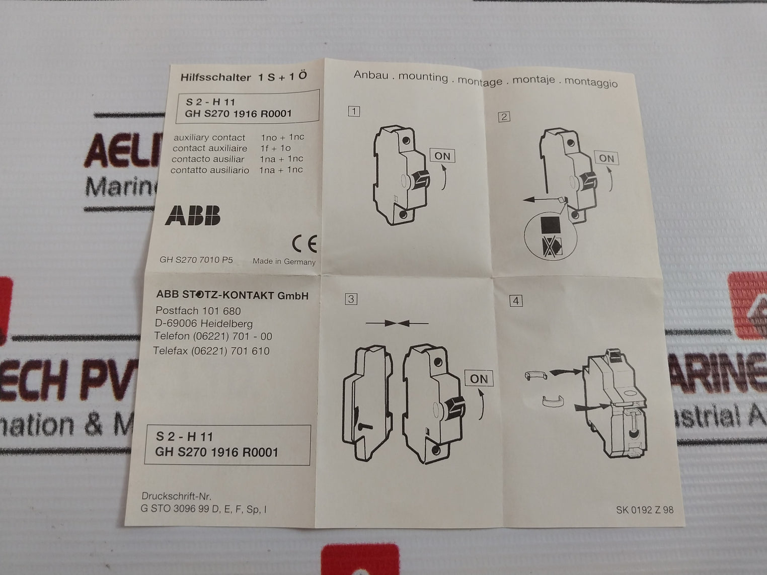 ABB S2-h11 Auxiliary Contact Of Circuit Breaker