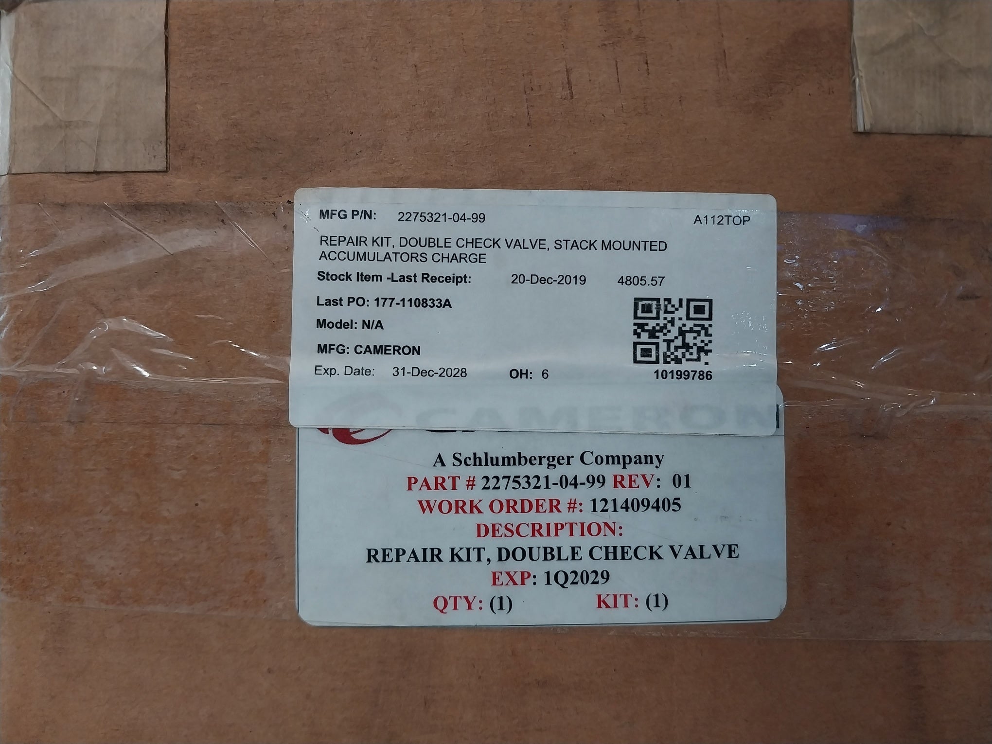 Cameron 2275321-04-99 Double Check Valve Repair Kit 25120-0.2 Rev 01