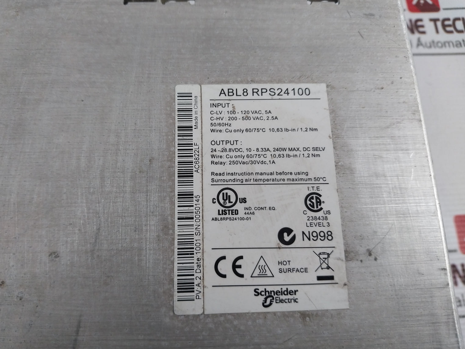 Schneider Electric ABL8RPS24100 Power Supply 100-500 VAC 5A