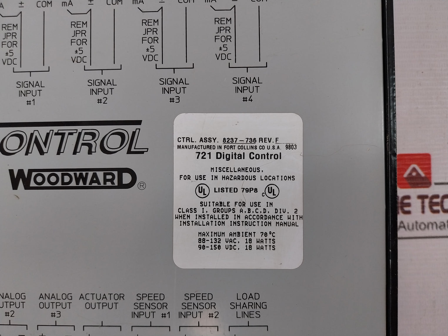 Woodward 721 Digital Control 9907-207 Rev. B