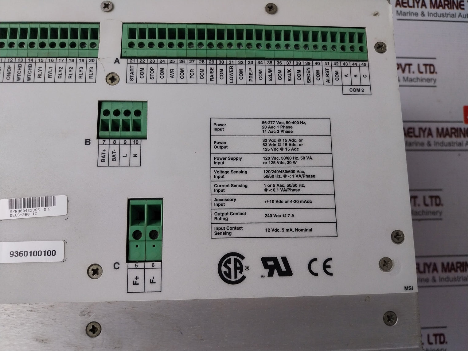 Basler Electric Decs-200-1C Digital Excitation Control System 50Va
