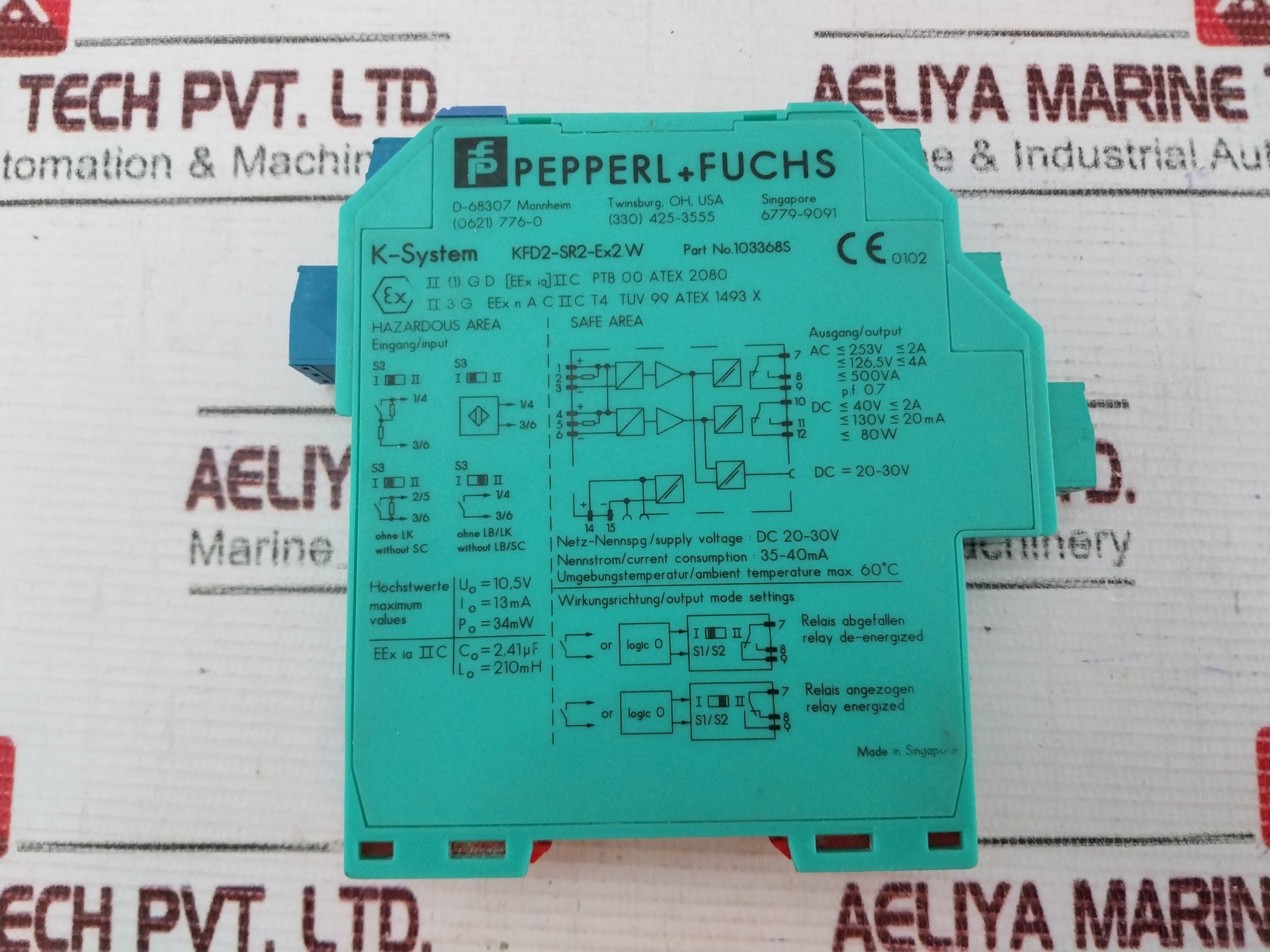 Pepperl+Fuchs Kfd2-sr2-ex2.W Switch Amplifier 103368S 13Ma