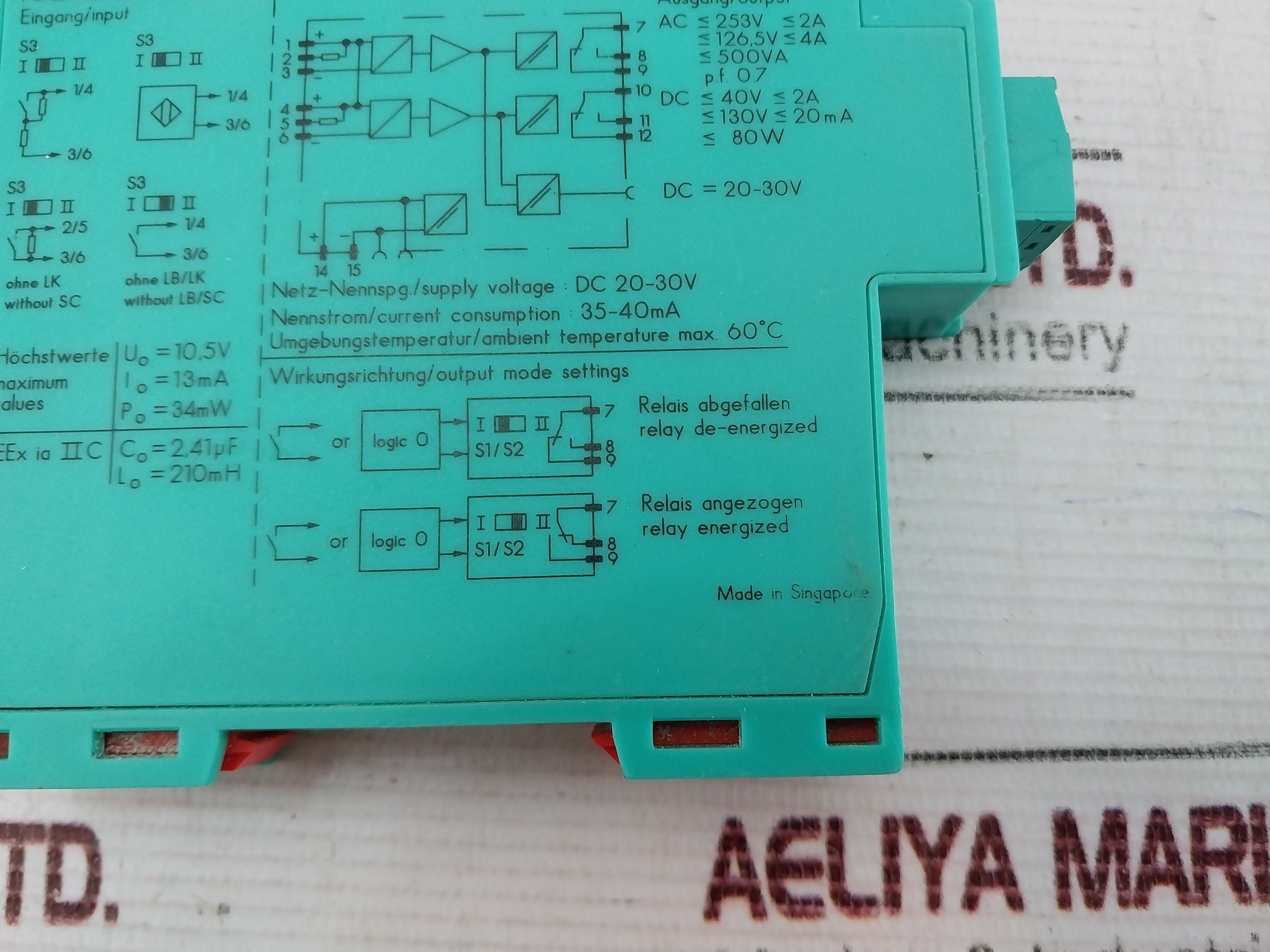 Pepperl+Fuchs Kfd2-sr2-ex2.W Switch Amplifier 103368S 13Ma