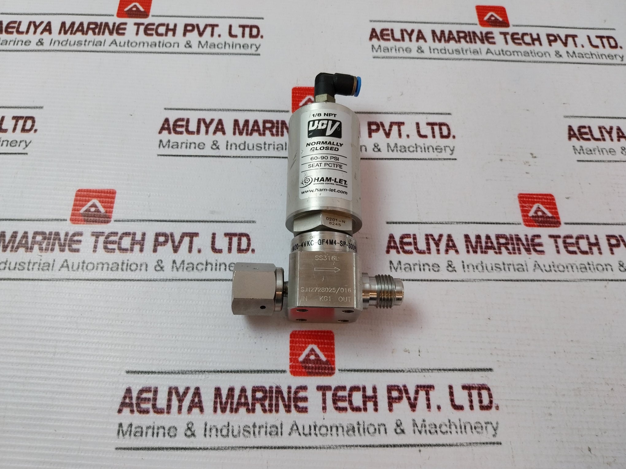 Ham-let Hm20-4Vkc-gf4M4-sp-300Psi Pneumatic Diaphragm Valve Ss316L 60-90 Psi