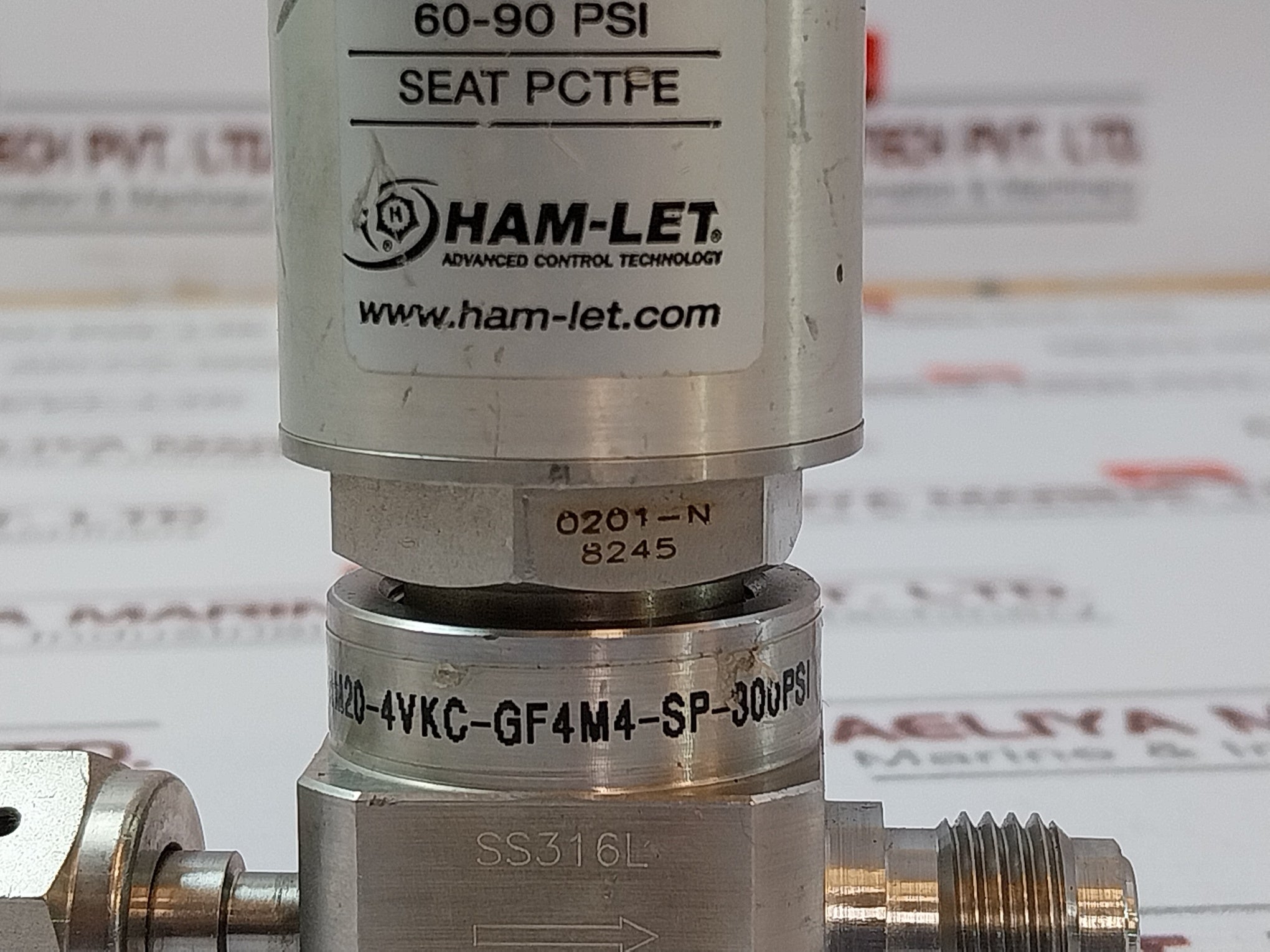 Ham-let Hm20-4Vkc-gf4M4-sp-300Psi Pneumatic Diaphragm Valve Ss316L 60-90 Psi