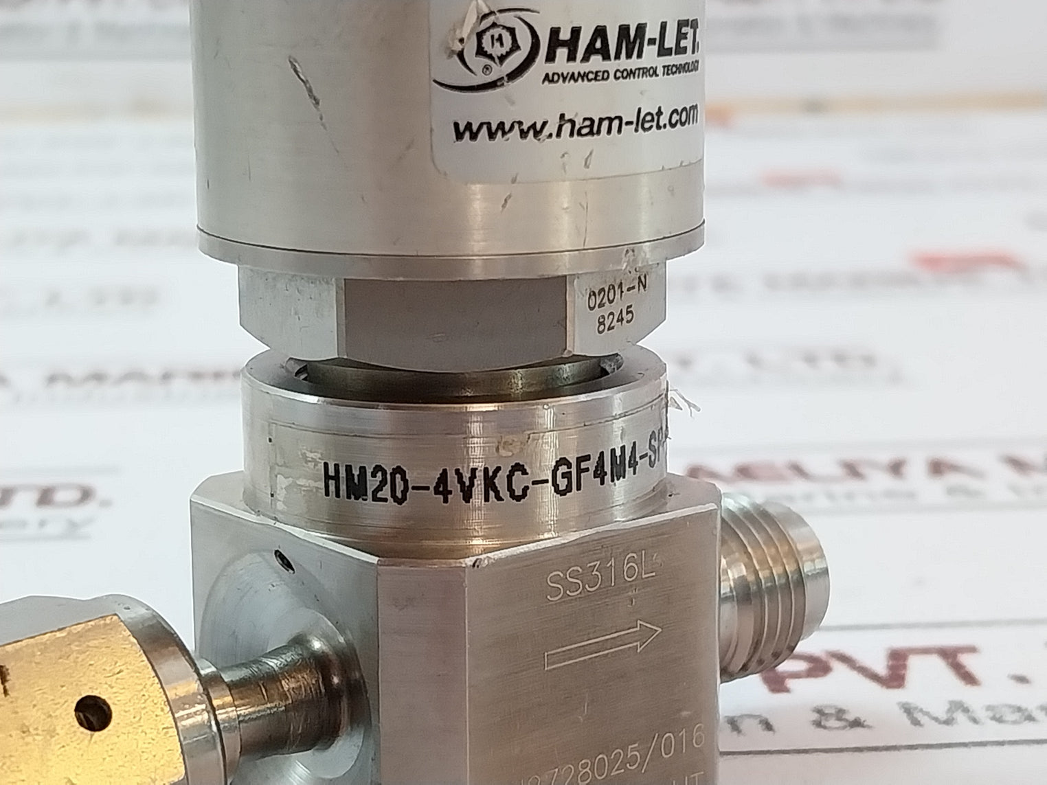 Ham-let Hm20-4Vkc-gf4M4-sp-300Psi Pneumatic Diaphragm Valve Ss316L 60-90 Psi