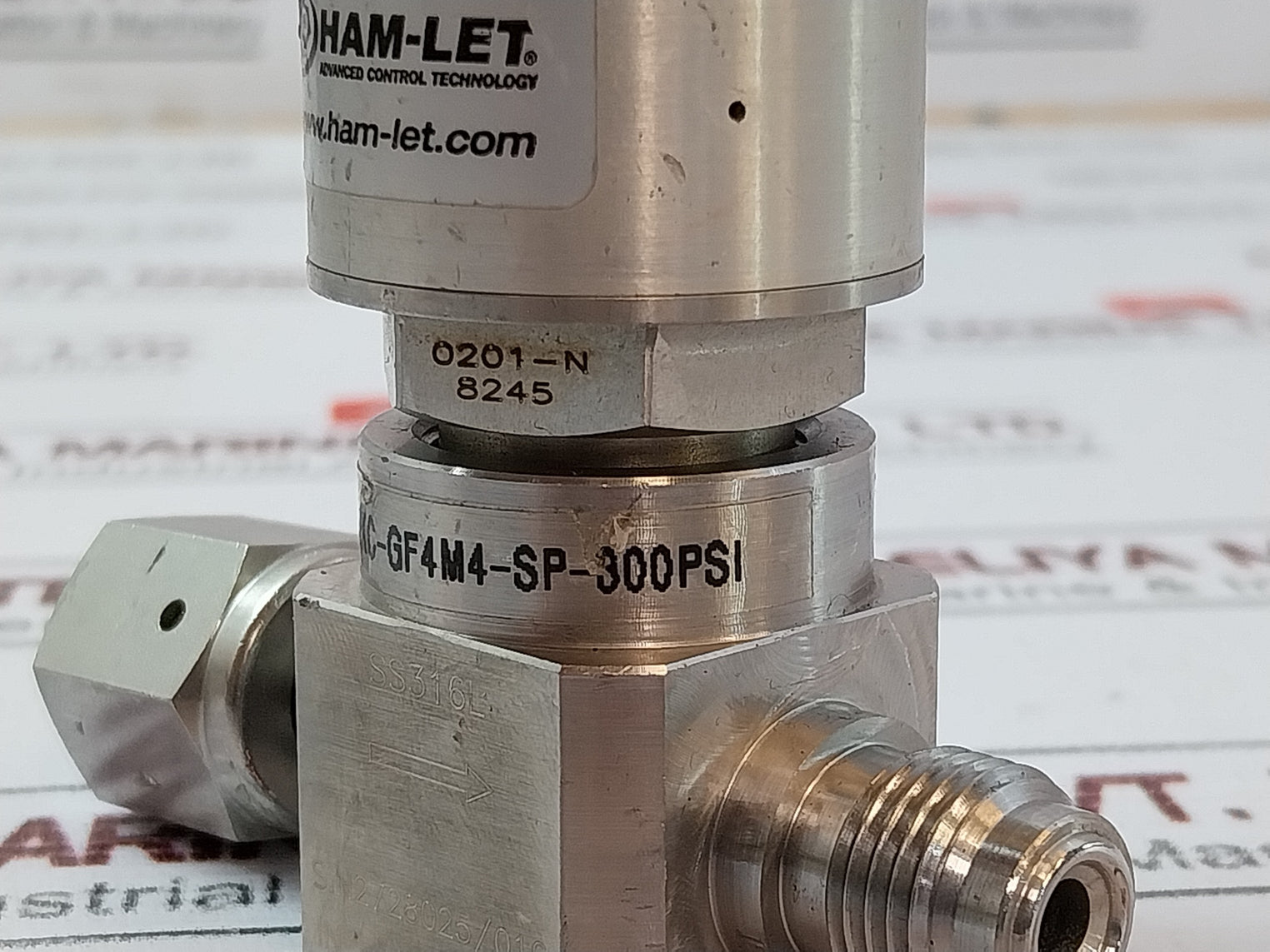 Ham-let Hm20-4Vkc-gf4M4-sp-300Psi Pneumatic Diaphragm Valve Ss316L 60-90 Psi