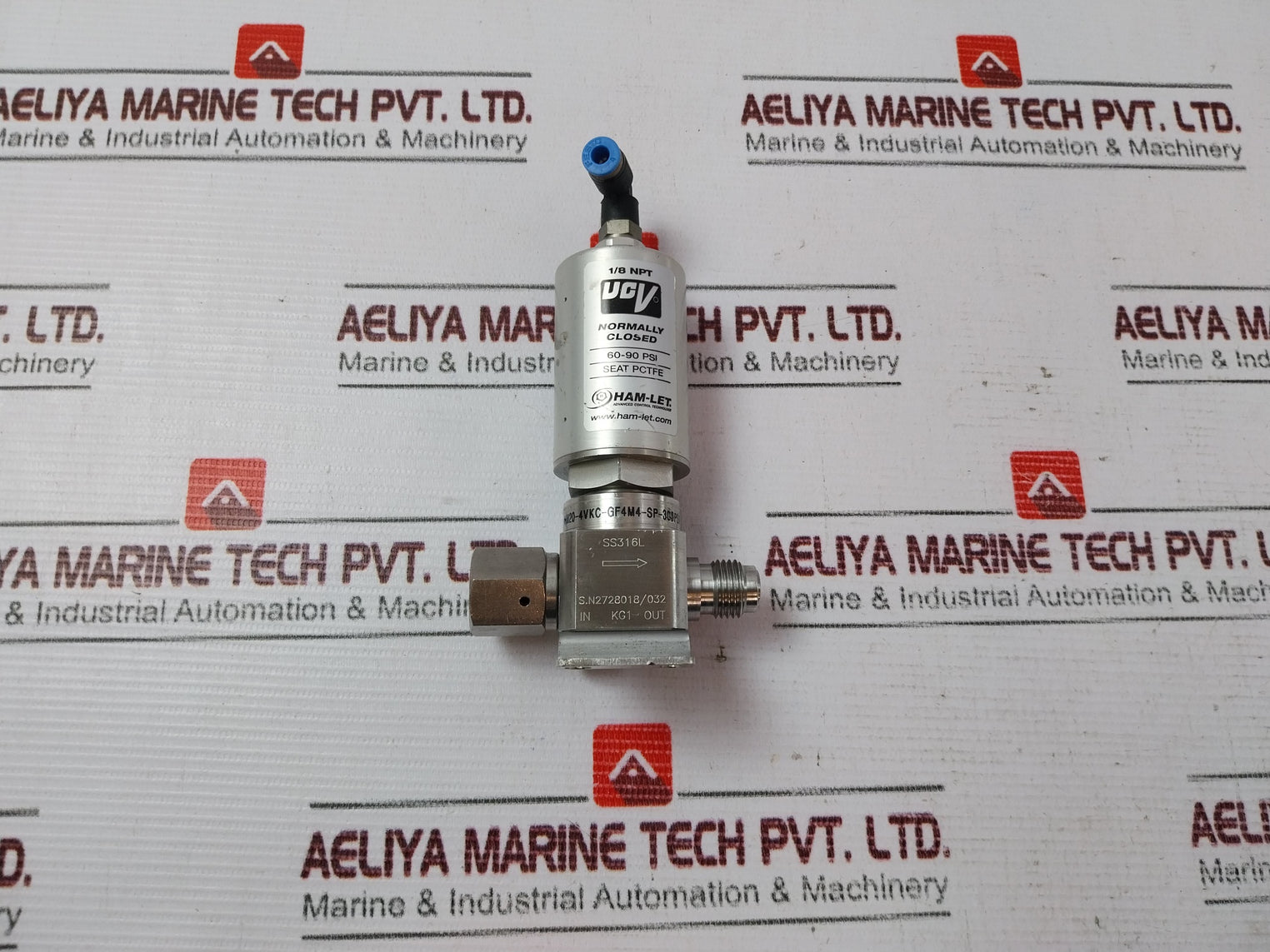 Ham-let Hm20-4Vkc-gf434-sp-300Psi Pneumatic Diaphragm Valve 1/8 Npt