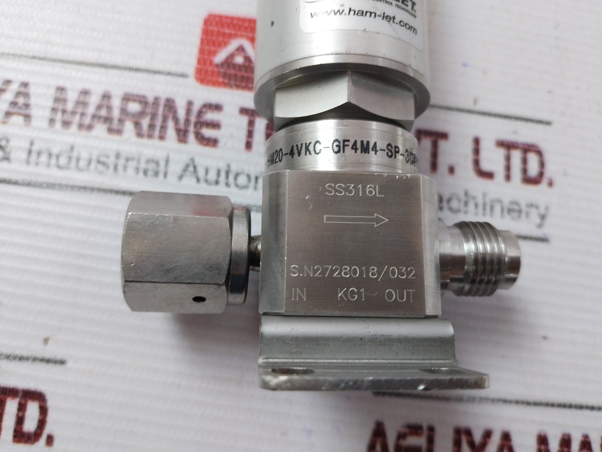 Ham-let Hm20-4Vkc-gf434-sp-300Psi Pneumatic Diaphragm Valve 1/8 Npt
