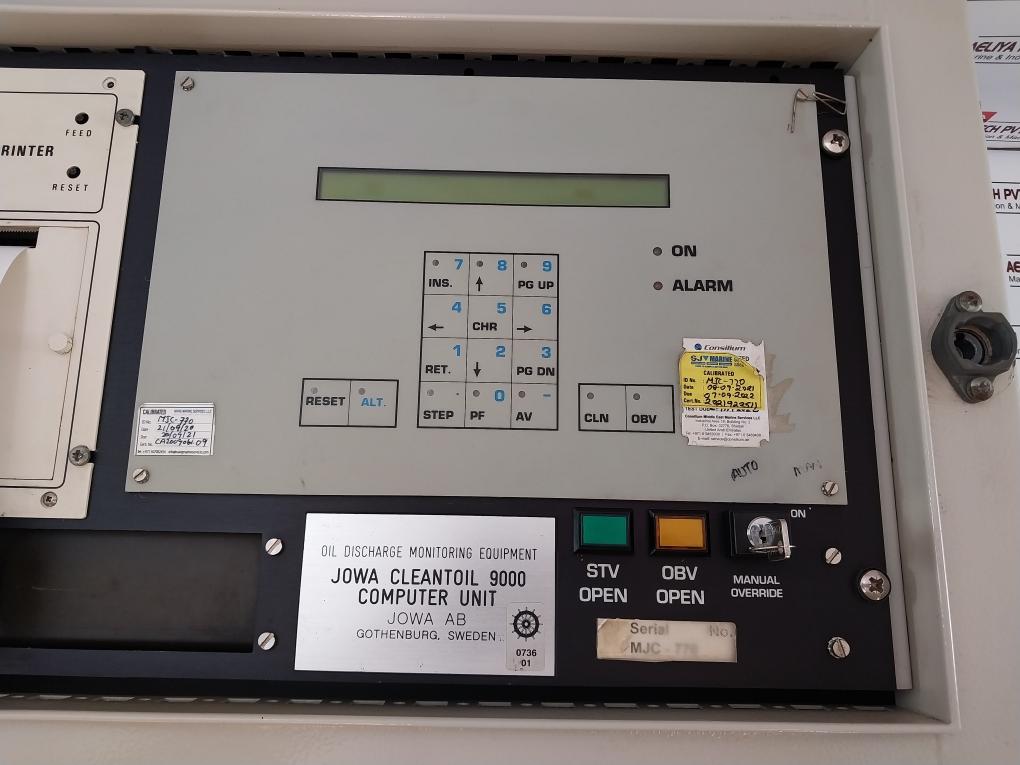 Jowa Cleantoil 9000 Oil Discharge Monitoring Equipment 220 Vac