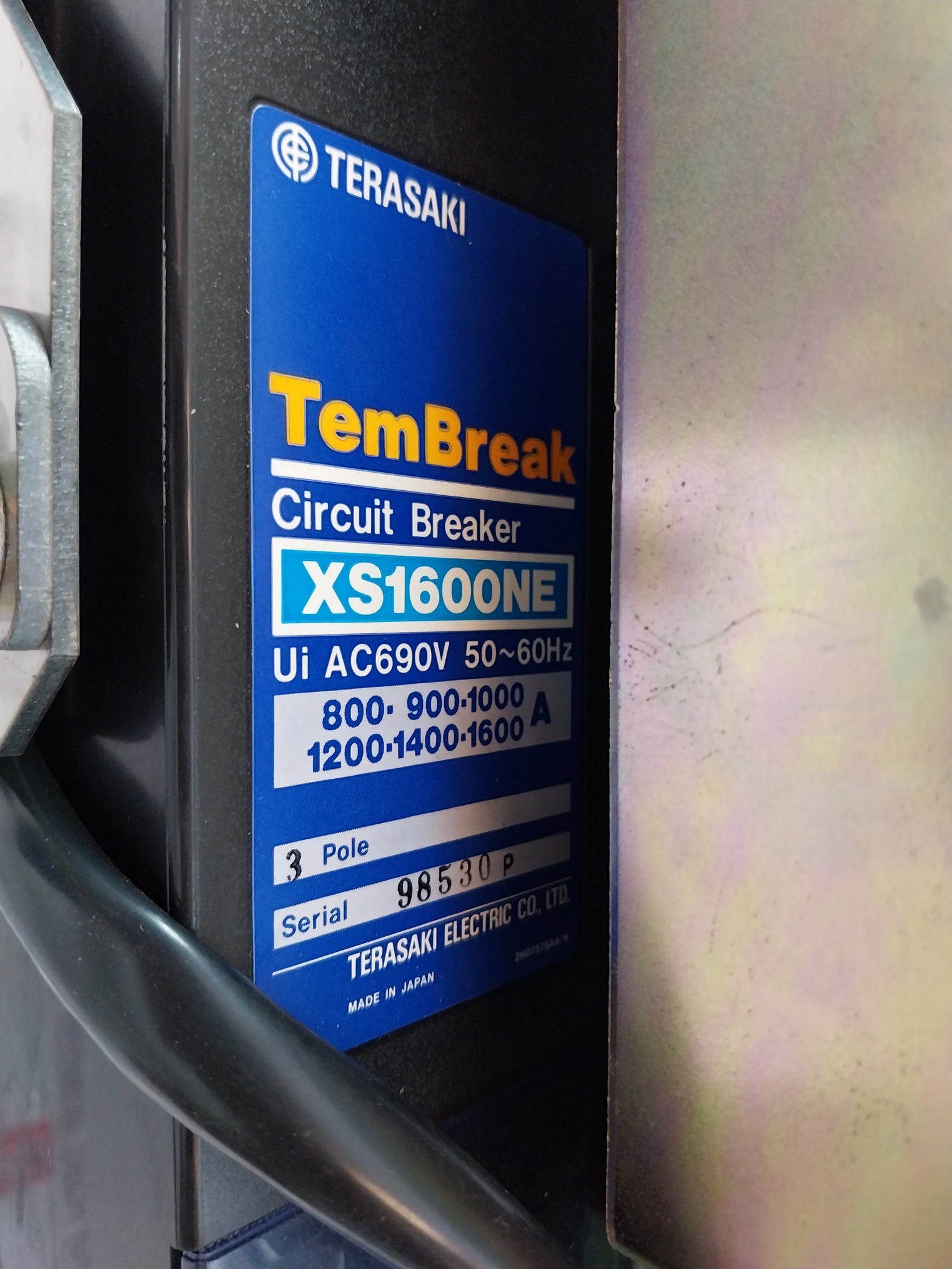 Terasaki Electric Xs1600Ne Circuit Breaker Xmc 9 Motor Operator 1600 A 3 Pole