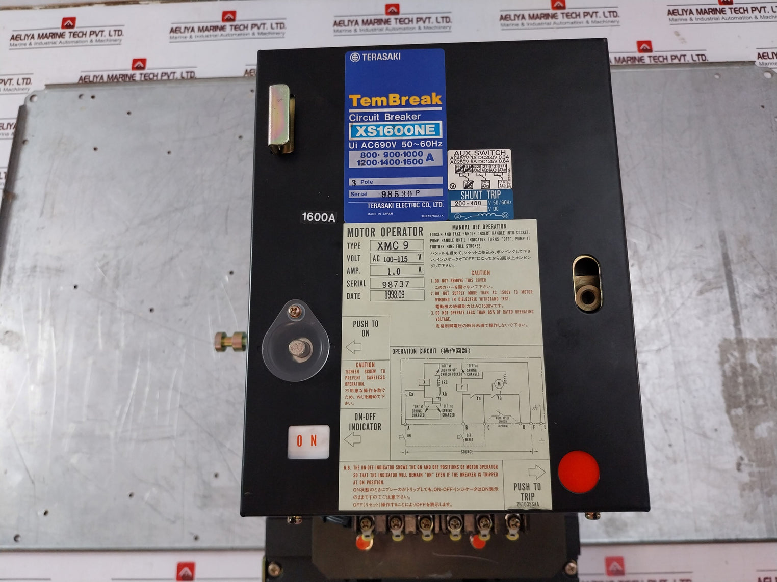 Terasaki Electric Xs1600Ne Circuit Breaker Xmc 9 Motor Operator 1600 A 3 Pole