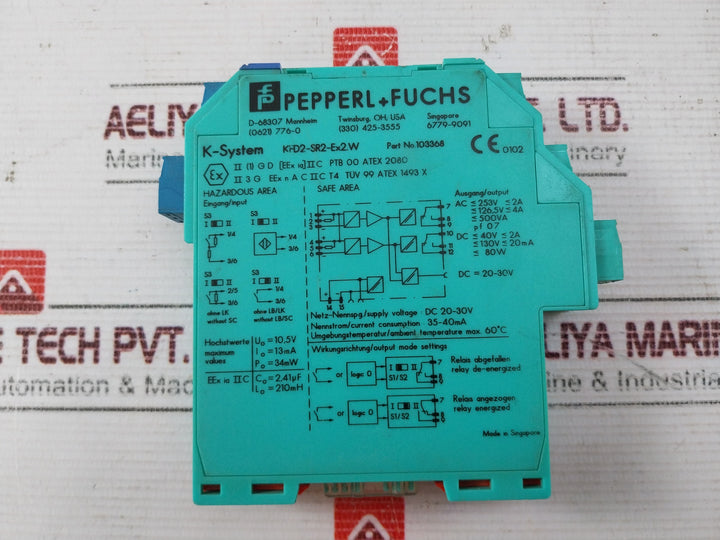 Pepperl+Fuchs Kfd2-sr2-ex2.W Switch Amplifier 103368S 34Mw