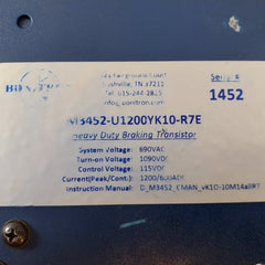 Bonitron M3452-u1200Yk10-r7E Heavy Duty Braking Transistor 690V Ac