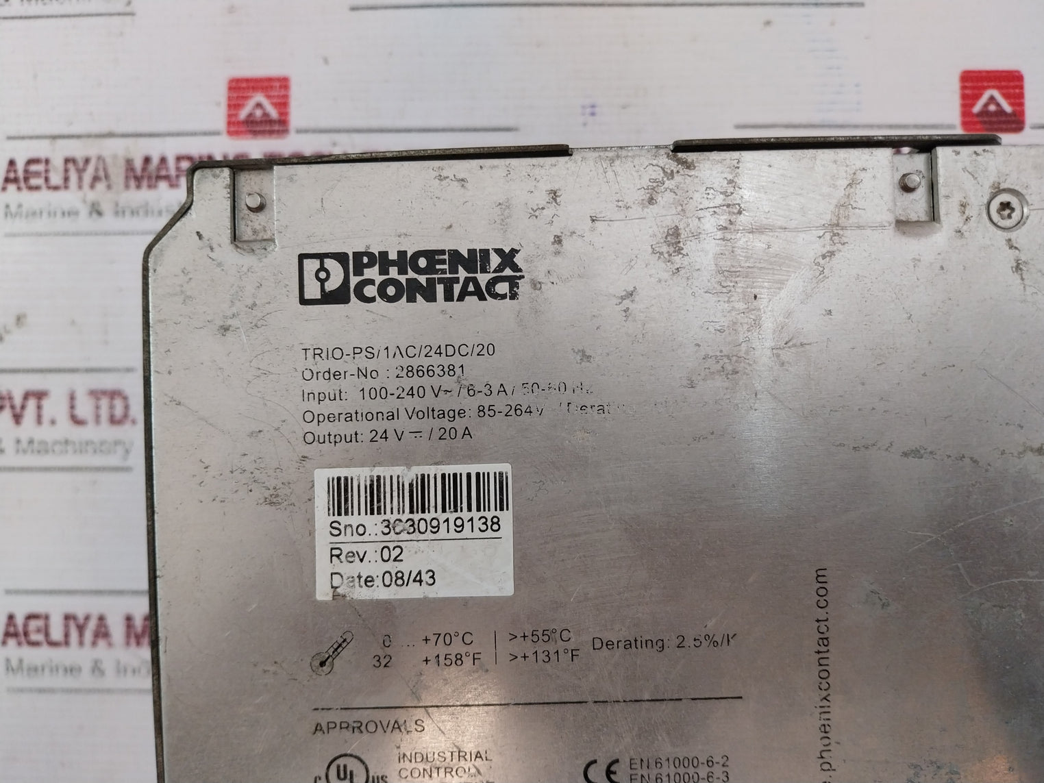 Phoenix Contact Trio-ps/1Ac/24Dc/20 Power Supply Unit 100-240V~/6-3A/50-60Hz