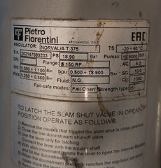 Pietro Fiorentini Norval/A T.375 Pressure Regulator 18.90 Bar M7492161