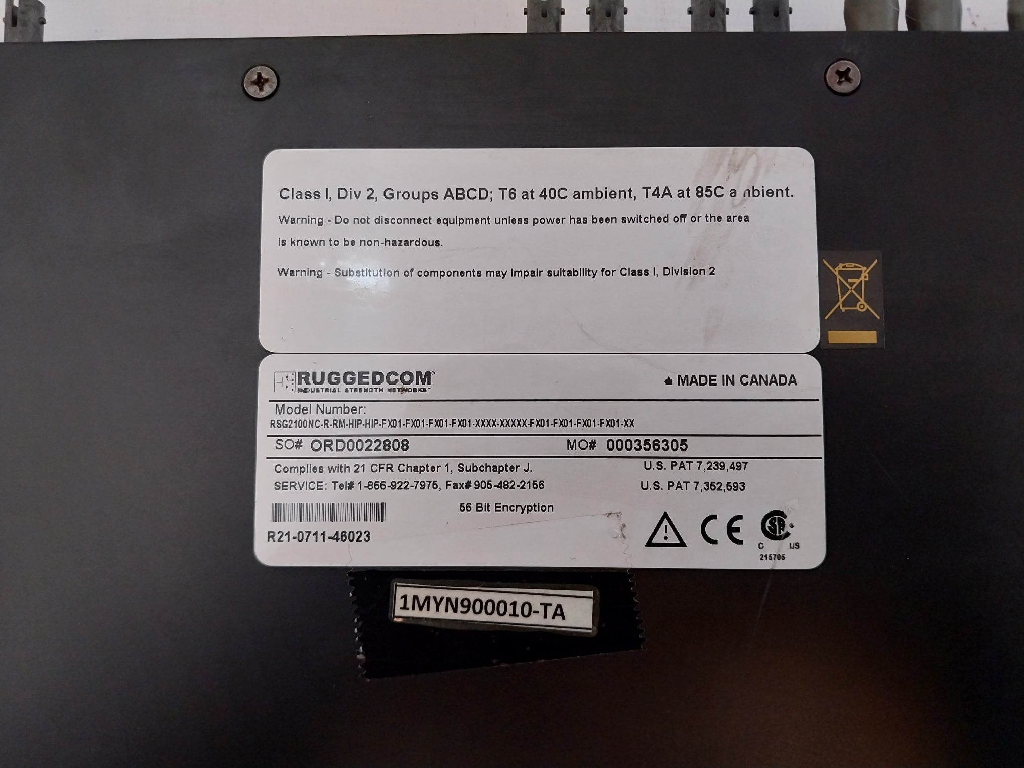 Ruggedcom Rsg2100 Industrial Network Switch 50-60 Hz, 600 Ma