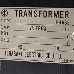 Terasaki Electric Tse-30Lfj Transformer Phase 1 60Hz