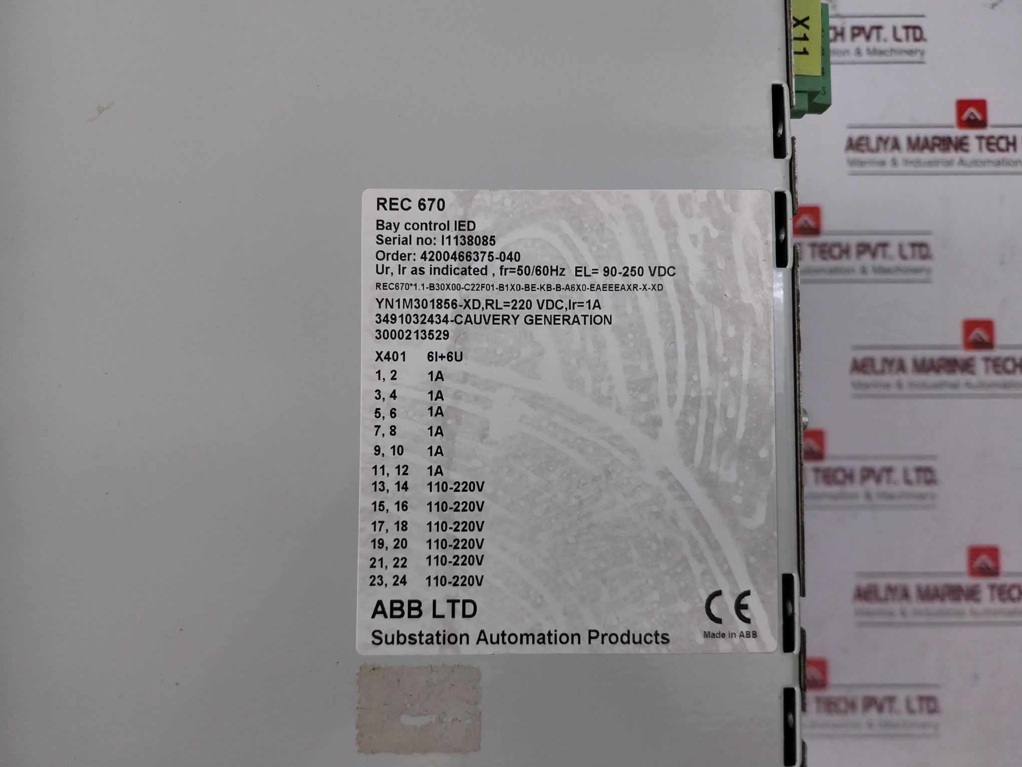 Abb Rec670 Bay Control Ied Intelligent Electronic Device 50/60Hz