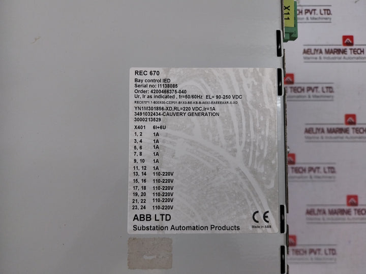 Abb Rec670 Bay Control Ied Intelligent Electronic Device 50/60Hz