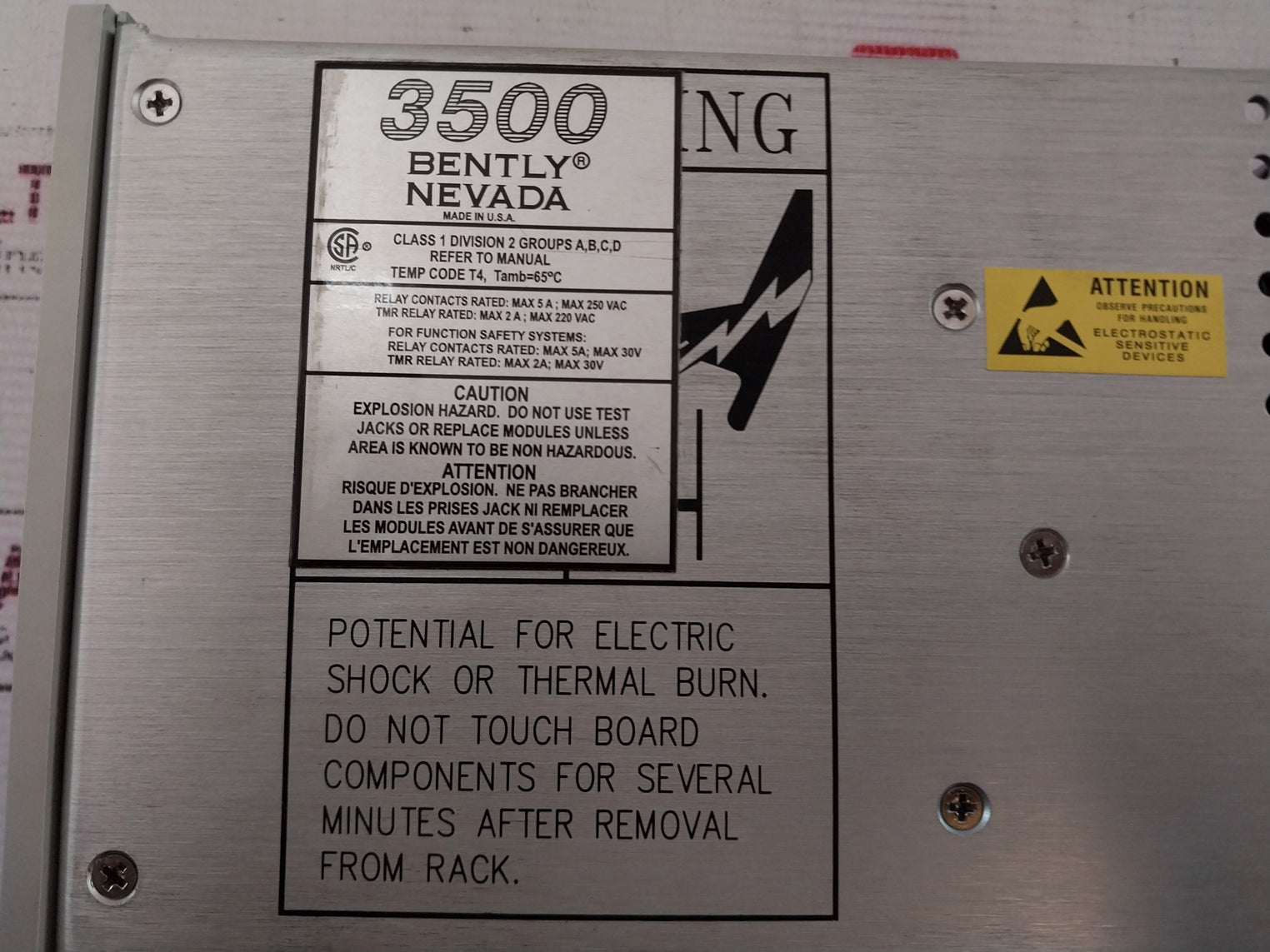 Bently Nevada 3500/15 AC Power Supply 250 Vac 5a