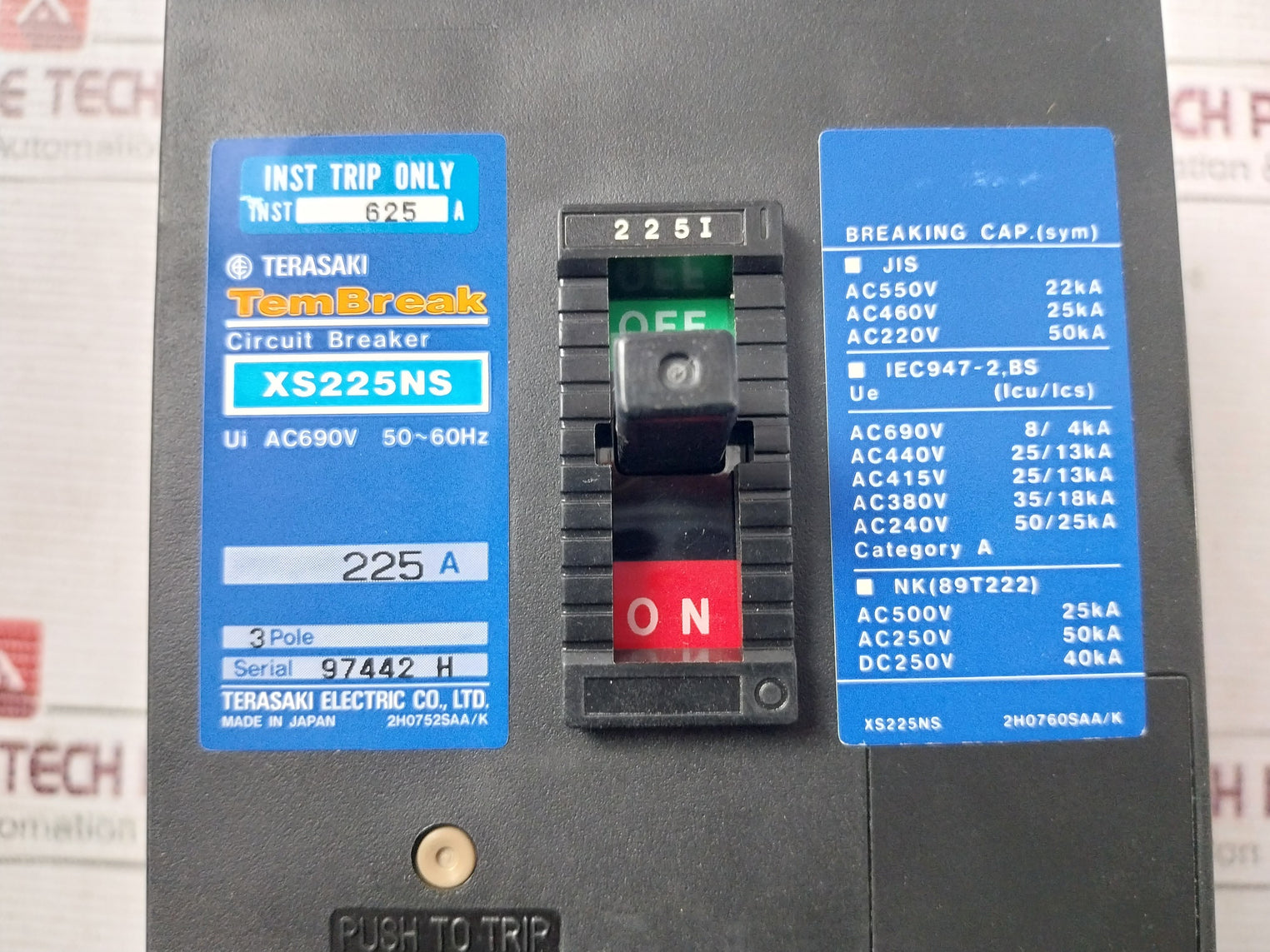 Terasaki Xs225ns Circuit Breaker 225a 2h0752saa/k, 2h0760saa/k