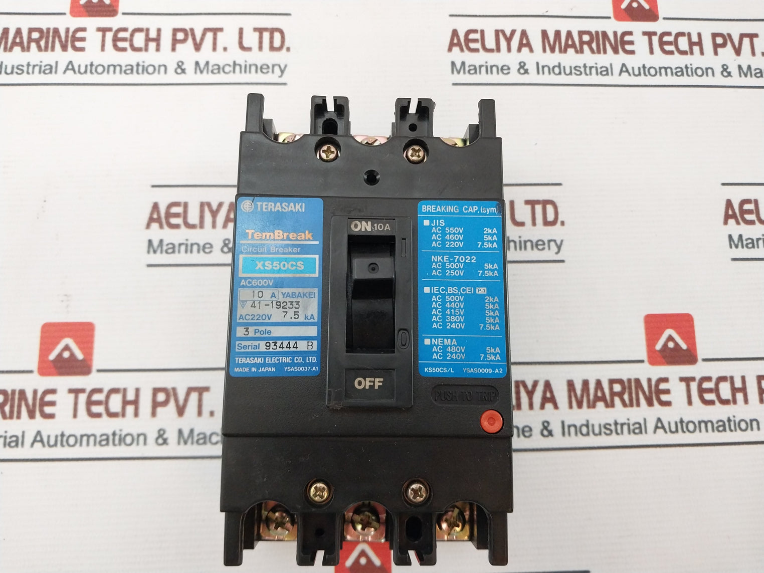 Terasaki Tembreak Xs50Cs 3 Pole Circuit Breaker 10A Ac600V