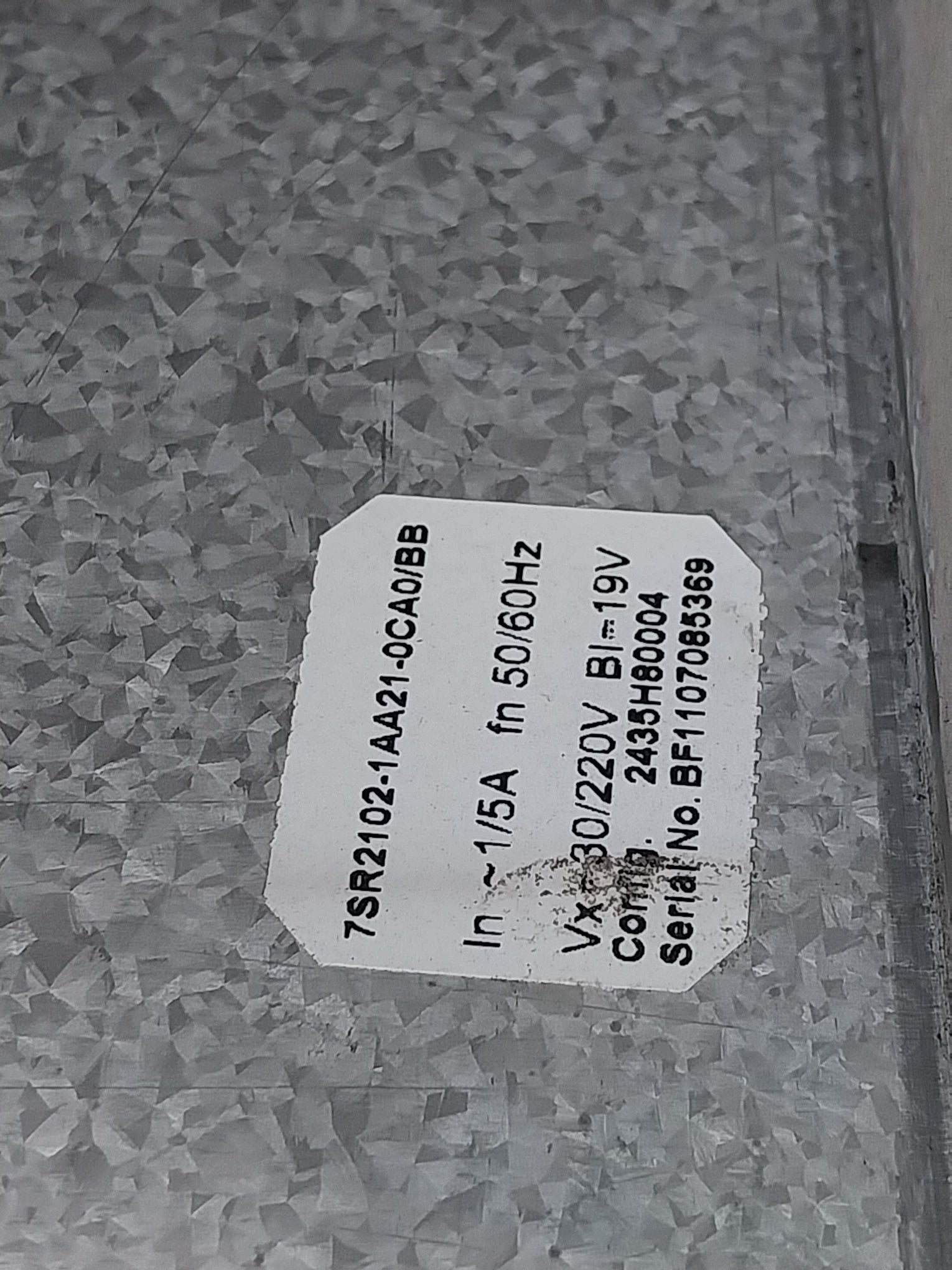 Siemens Argus 7Sr2102-1Aa21-0Ca0/Bb Overcurrent Relay