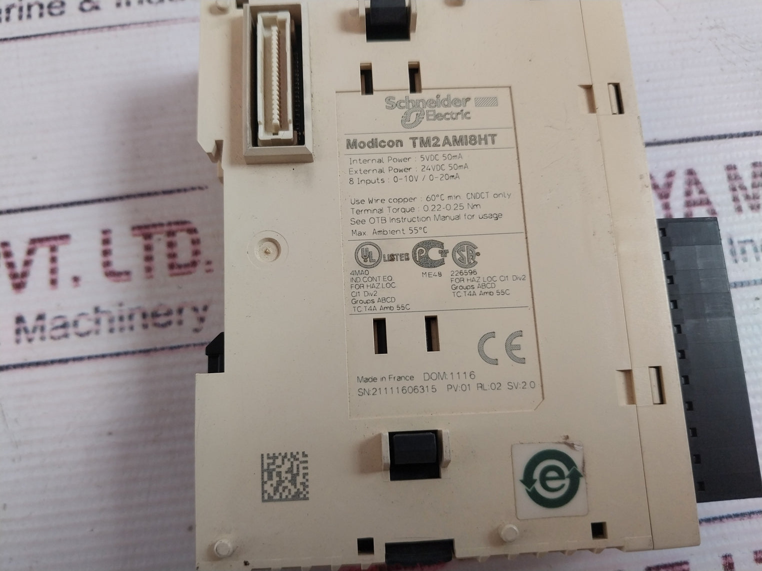 Schneider Electric Tm2Ami8Ht Analog Input Module 24Vdc