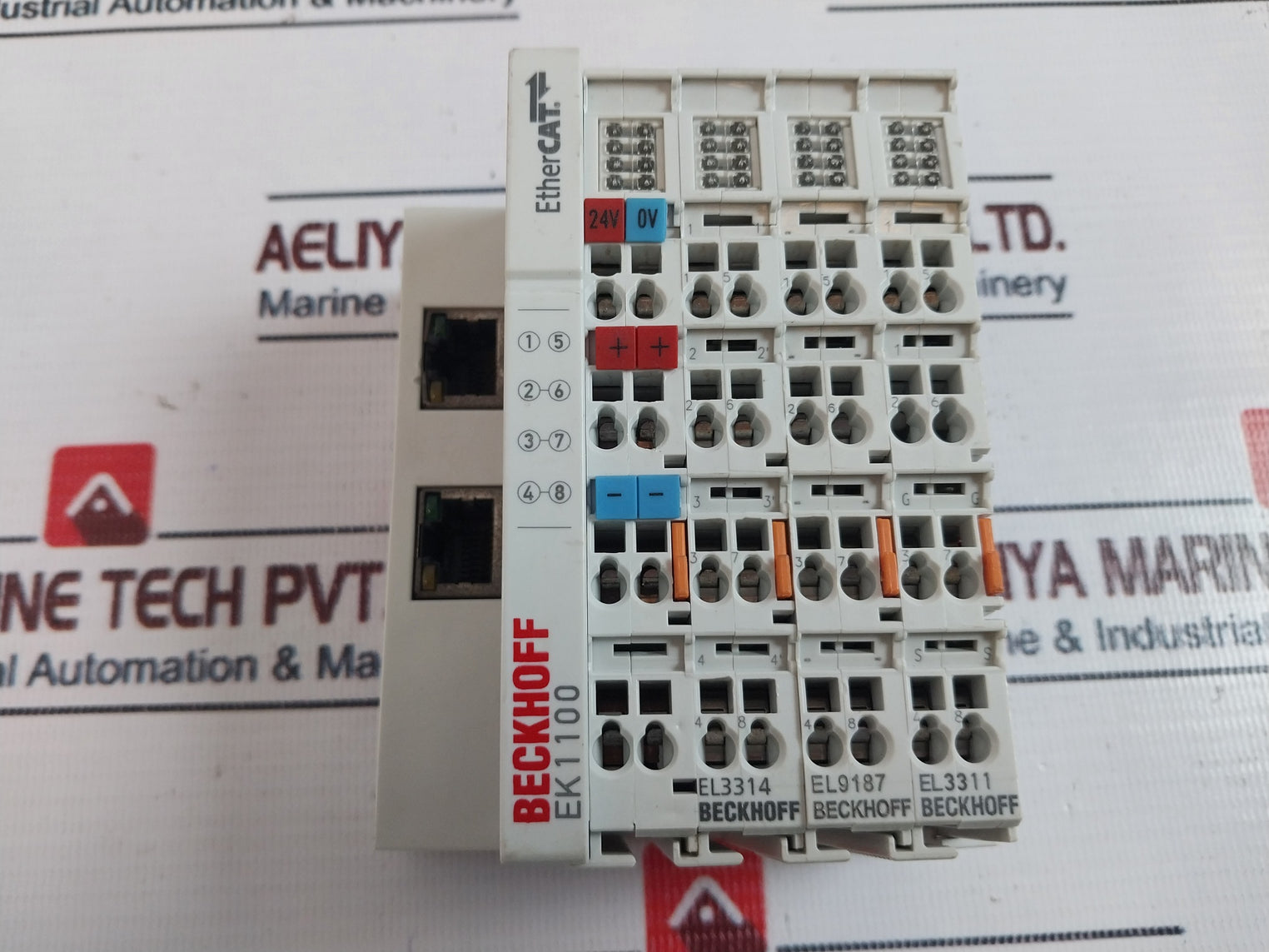 Beckhoff Ek1100 Ethercat Coupler W/ Terminal Modules El3314,El9187,El3311,El9011