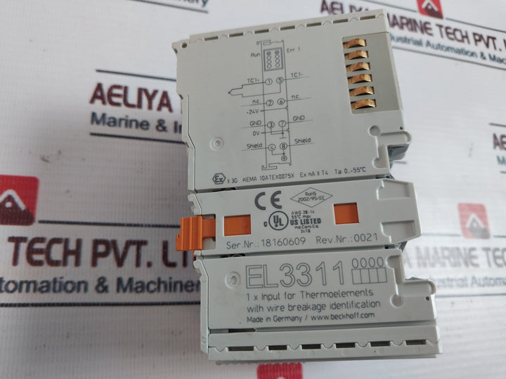 Beckhoff Ek1100 Ethercat Coupler W/ Terminal Modules El3314,El9187,El3311,El9011