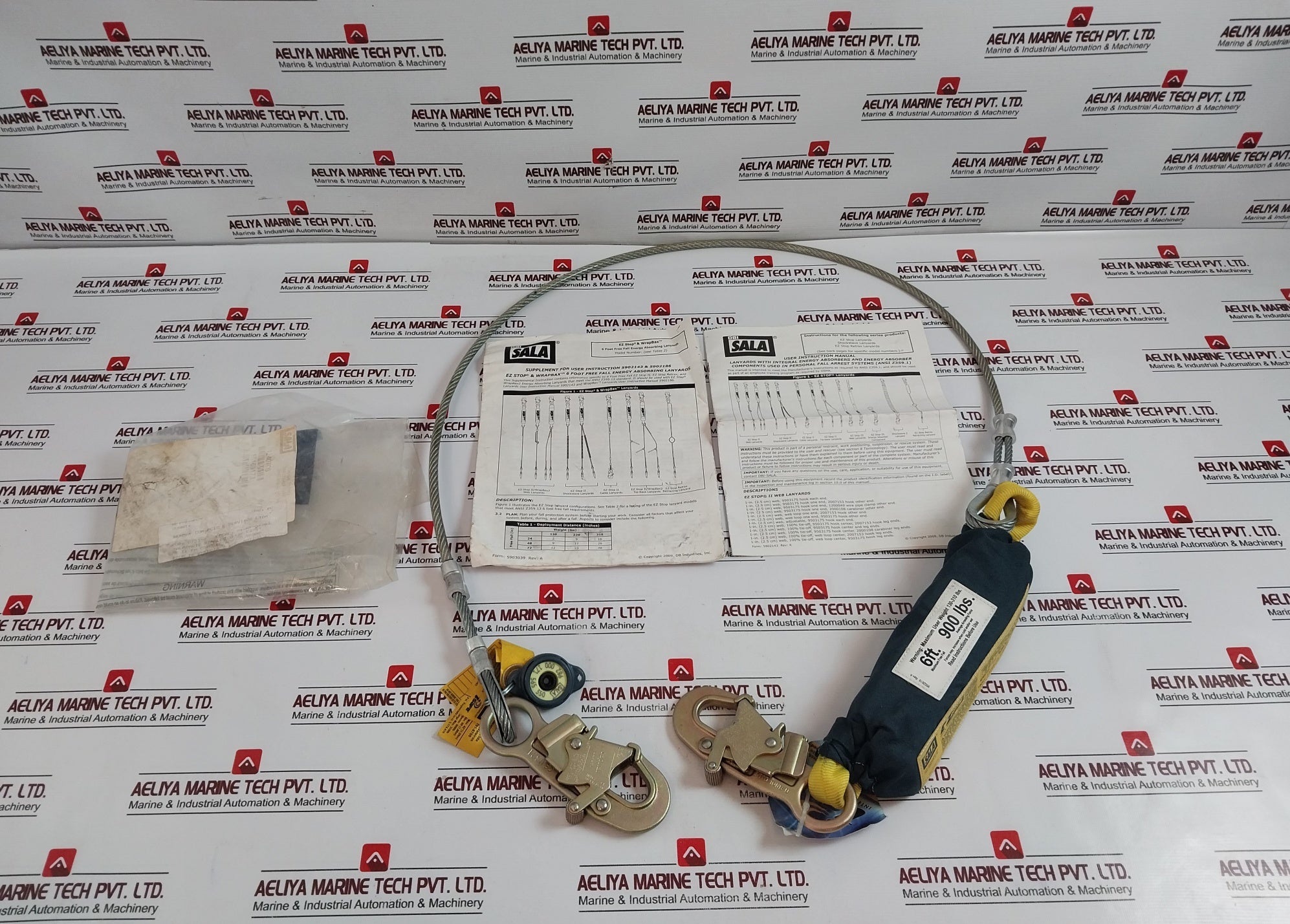 Dbi Sala 1240706 Shock-absorbing Cable Lanyard Snap Hook Anchor And Harness Connector 6Ft Length