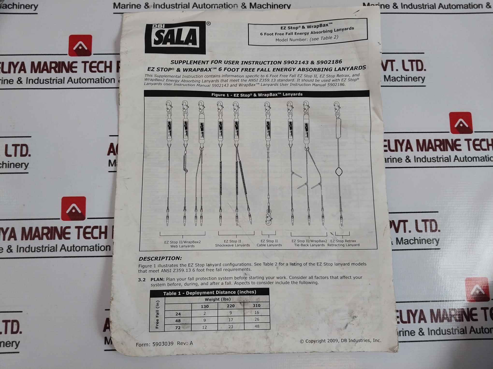 Dbi Sala 1240706 Shock-absorbing Cable Lanyard Snap Hook Anchor And Harness Connector 6Ft Length