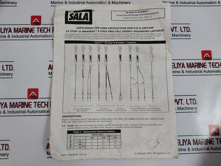 Dbi Sala 1240706 Shock-absorbing Cable Lanyard Snap Hook Anchor And Harness Connector 6Ft Length