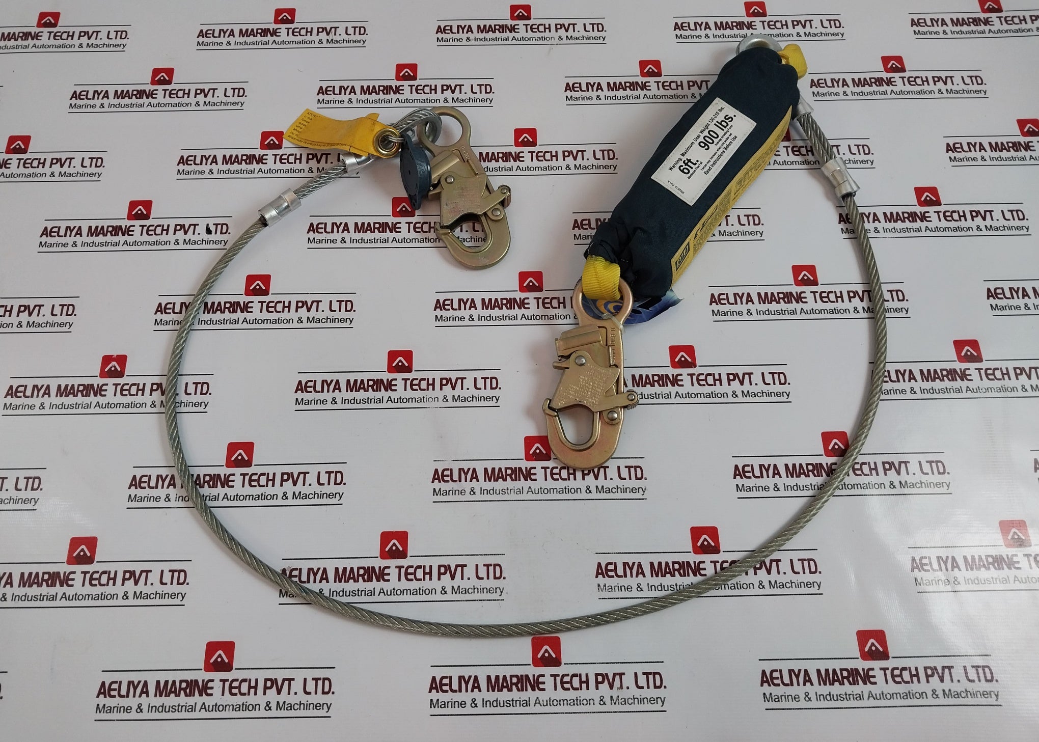 Dbi Sala 1240706 Shock-absorbing Cable Lanyard Snap Hook Anchor And Harness Connector 6Ft Length