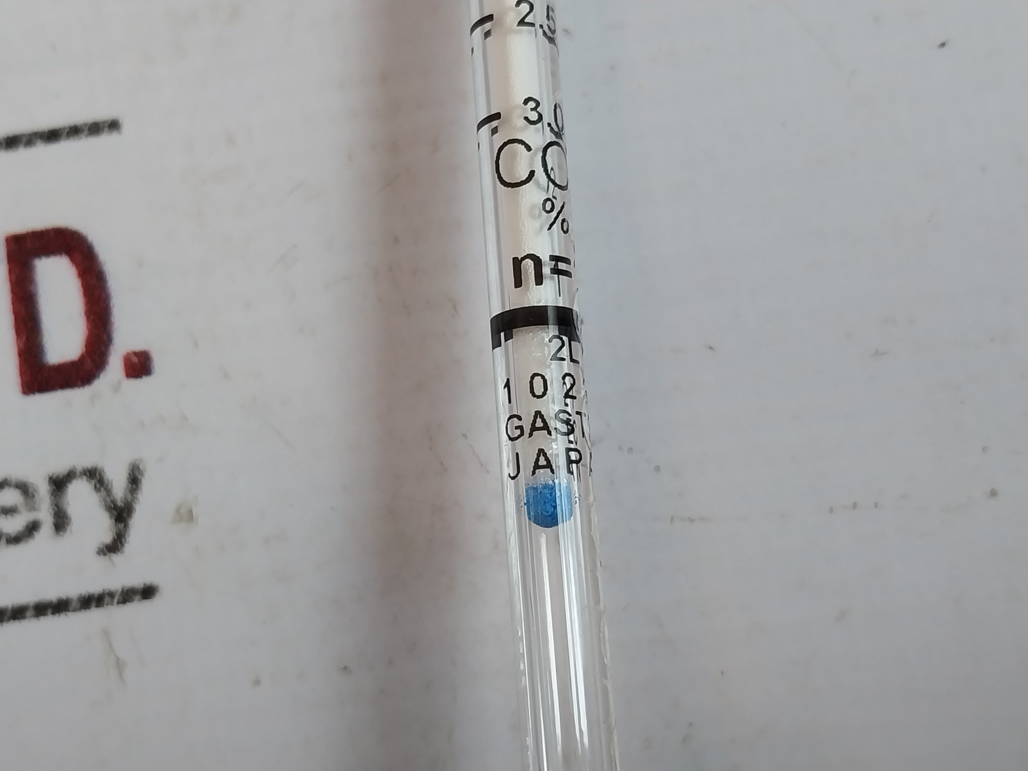 Gastec 2L Carbon Dioxide Detector Tube Measuring Range 0.13-6.0 Scale Range: 0.25-3.0 Gastec