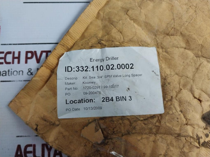 Dtl Technology 1720-0297 Seal Kit For 3/4