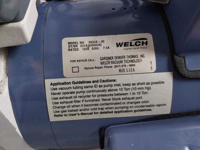 Welch 8920A-46 Direct Drive Vacuum Pump 120V 60Hz 7.6A